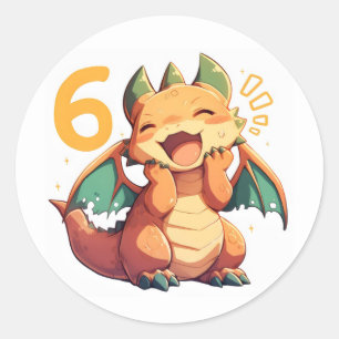 Pegatina Redonda Número Seis Feliz Dragón Anime