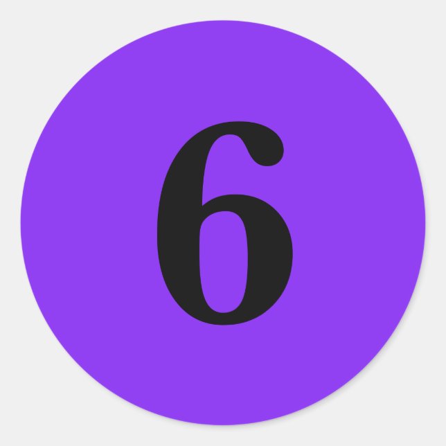 Pegatina Redonda Número Seis suministros de planificación simple 6  (Anverso)