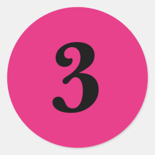Pegatina Redonda Número tres suministros de planificación simple 3