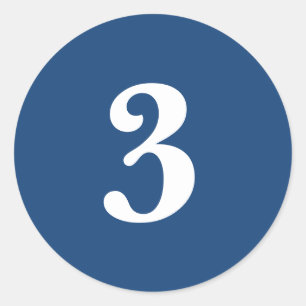 Pegatina Redonda Número Tres suministros de planificación simple 3 