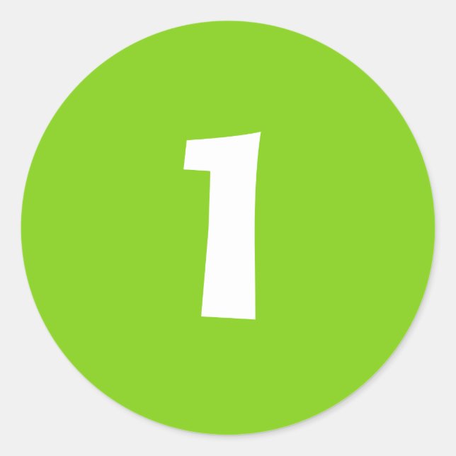 Pegatina Redonda Número uno de pequeños Pegatinas verdes redondos p (Anverso)