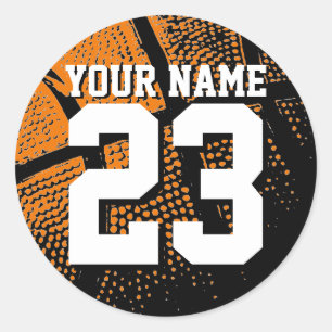 Pegatina Redonda número y nombre de la camiseta deportiva de balonc