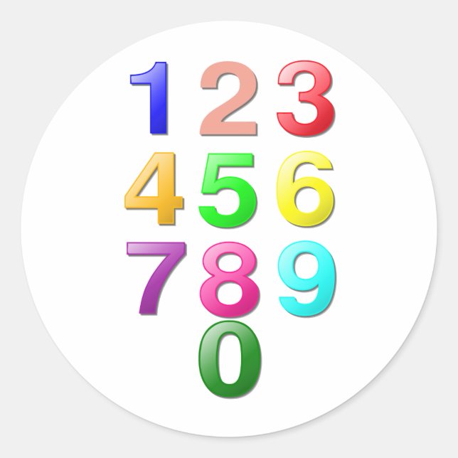 Pegatina Redonda Números completos o números de cuenta más cero (Anverso)