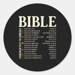 Pegatina Redonda Números de emergencia de la Biblia - Biblia cristi