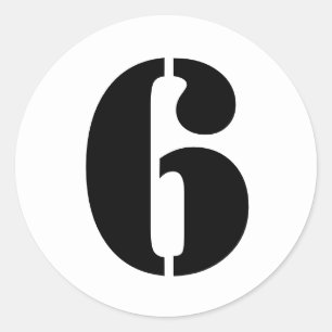 Pegatina Redonda Números de patrón por Janz Número 6 Seis Blanco