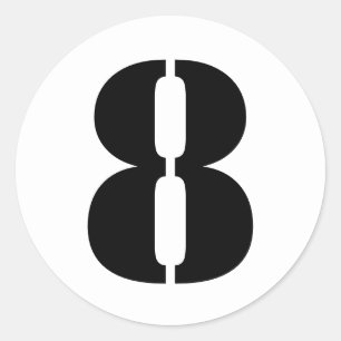 Pegatina Redonda Números de patrón por Janz Número 8 Ocho Blanco