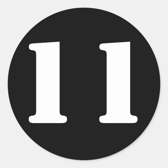 Pegatina Redonda Números de plantilla por Janz Número 11 Eleven Neg (Anverso)