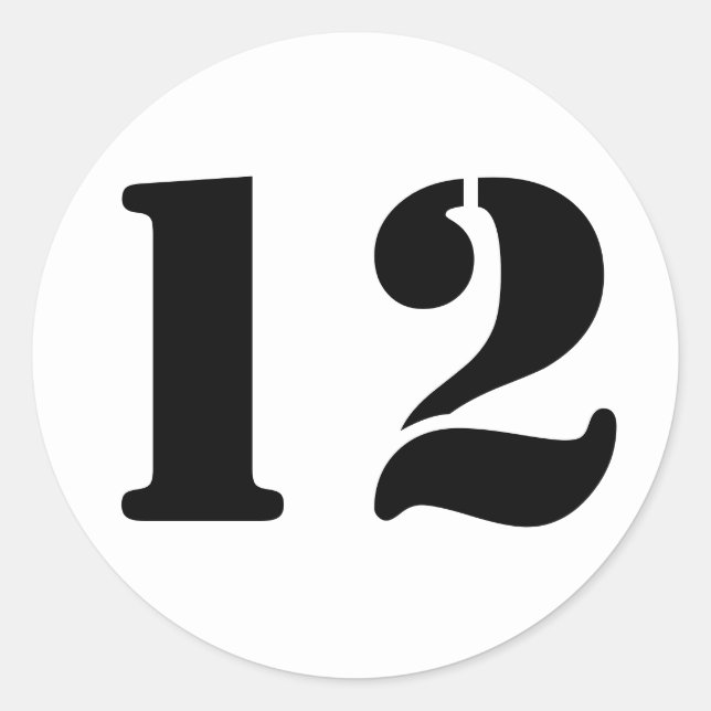 Pegatina Redonda Números de plantilla por Janz Número 12 Doce blanc (Anverso)