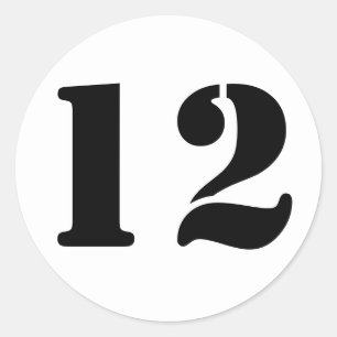 Pegatina Redonda Números de plantilla por Janz Número 12 Doce blanc