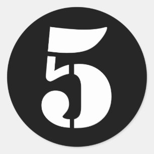 Pegatina Redonda Números de plantilla por Janz Número 5 Cinco Negro
