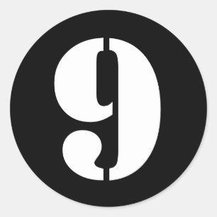 Pegatina Redonda Números de plantilla por Janz Número 9 Nueve Neg