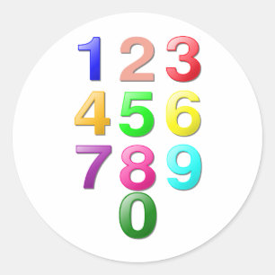 Pegatina Redonda Números enteros o números de la cuenta más cero