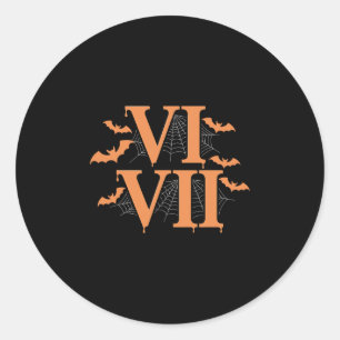 Pegatina Redonda Números Romanos Vi Vii 67 Meme Gen Alpha Halloween