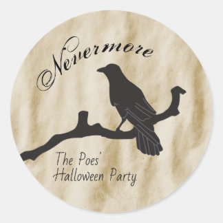 Pegatina Redonda Nunca más el Raven Halloween