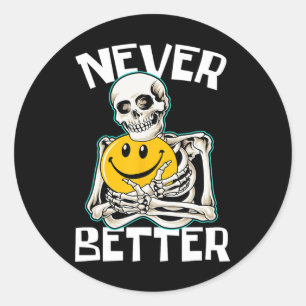 Pegatina Redonda NUNCA MEJOR Skeleton Fun Skull Costume Halloween
