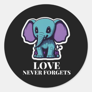 Pegatina Redonda Nunca olvidas el elefante para los Chicas Alzheime