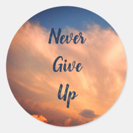 Pegatina Redonda Nunca renuncies a las nubes rosa Motivadoras del c