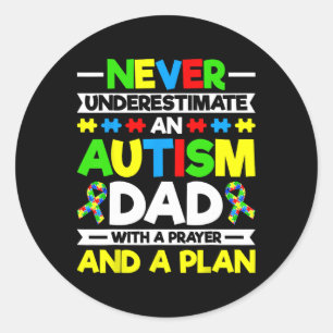 Pegatina Redonda Nunca Subestimes A Un Padre Autismo - Awarene Del