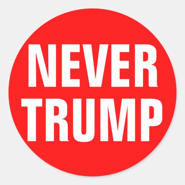 Pegatina Redonda NUNCA TRUMP para presidente 2016 (Anverso)