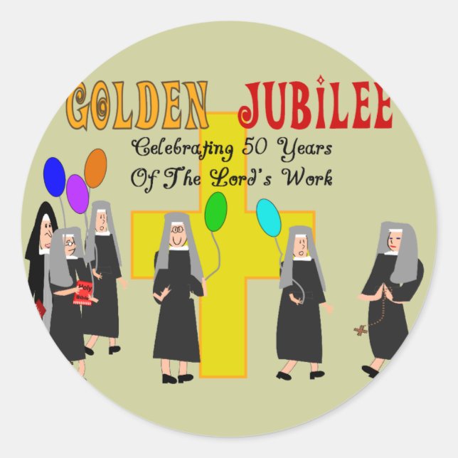 Pegatina Redonda Nuns Golden Jubilee Gifts (Anverso)