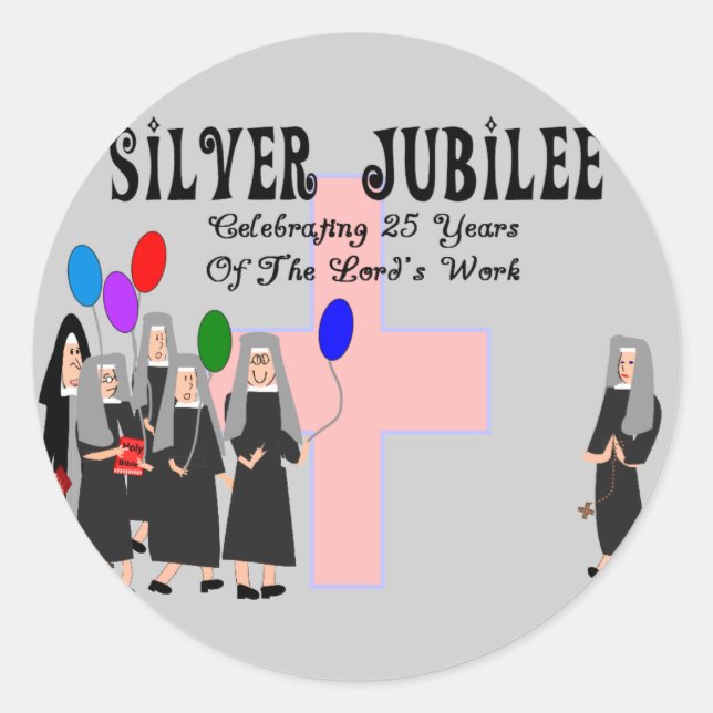 Pegatina Redonda Nuns Silver Jubilee Gifts (Anverso)