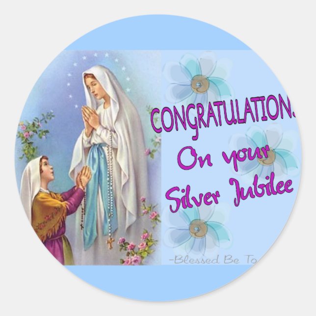 Pegatina Redonda Nuns Silver Jubilee Gifts and Cards (Anverso)