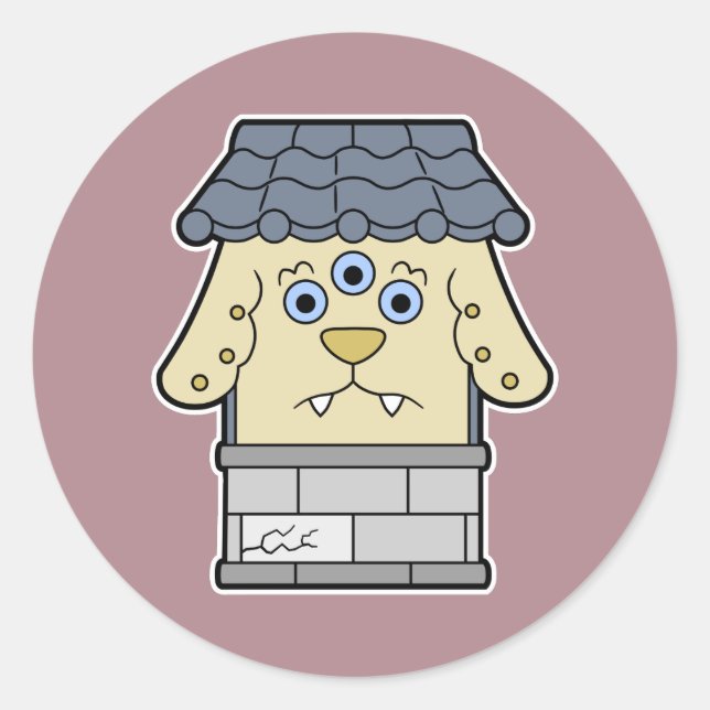 Pegatina Redonda Nurikabe, el monstruo de la pared japonesa (Anverso)