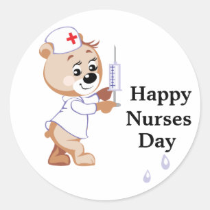 Pegatina Redonda Nurse Bear