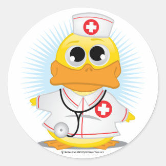 Pegatina Redonda Nurse Duck