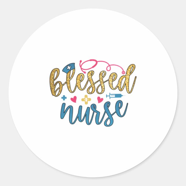 Pegatina Redonda Nurse Gift | Blessed Nurse (Anverso)