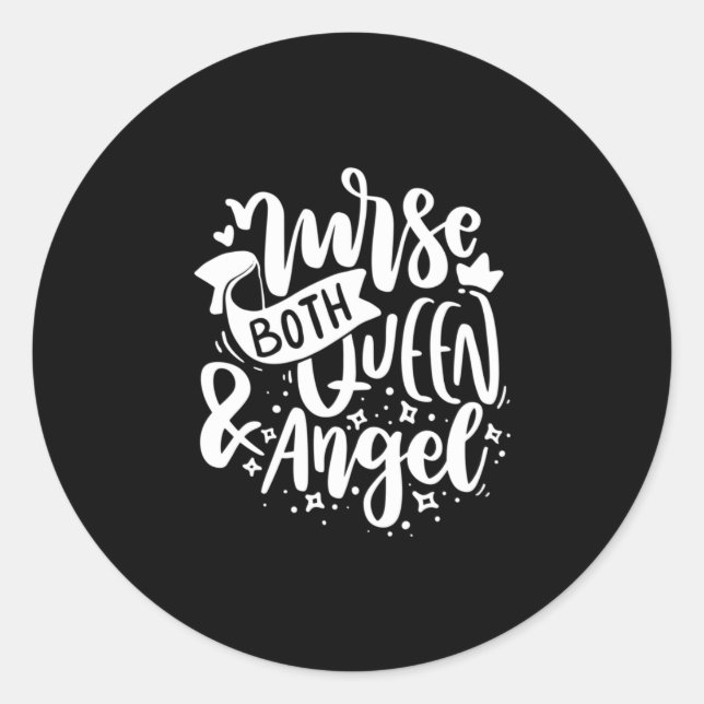 Pegatina Redonda Nurse Gift | Enfermería, Tanto Reina Como Angels (Anverso)