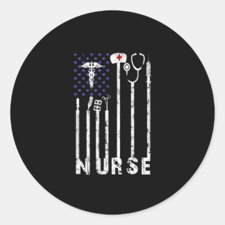 Pegatina Redonda Nurse Gift | Enfermero de enfermería de la bandera
