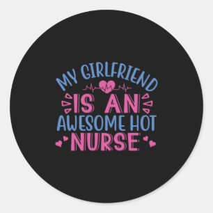 Pegatina Redonda Nurse Gift Mi Novia Es Una Maravillosa Enfermera