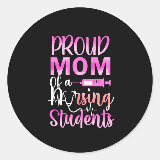 Pegatina Redonda Nurse Gift | Proud Mom Of A Nursing (Anverso)