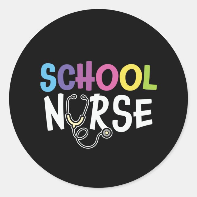 Pegatina Redonda Nurse Gift School Nurse (Anverso)