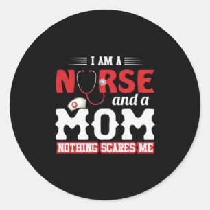 Pegatina Redonda Nurse Gift Soy Enfermera Y Mamá