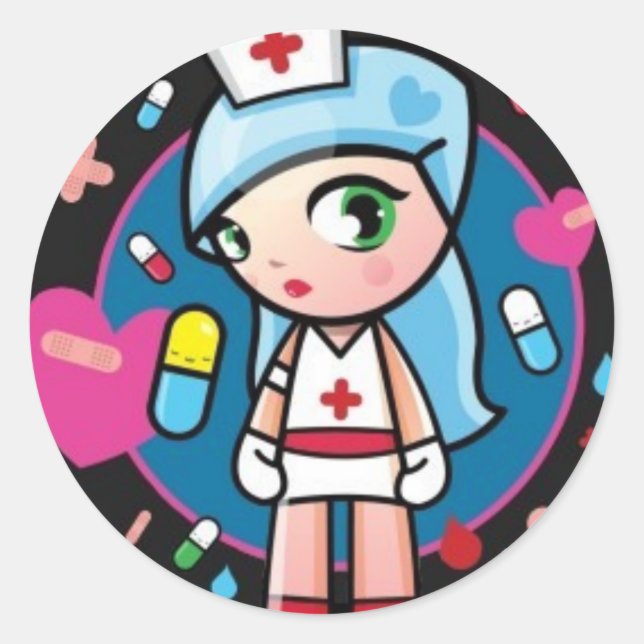 Pegatina Redonda Nurse Lolita (Anverso)