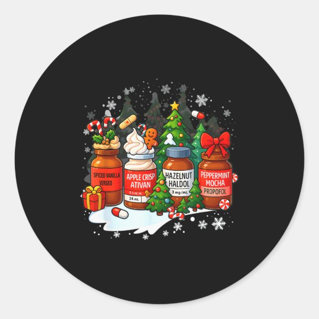 Pegatina Redonda Nurse Medical Profol Ativan Haldo Christmas Health (Anverso)