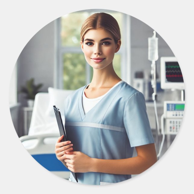Pegatina Redonda Nurse Stickers birthday  (Anverso)