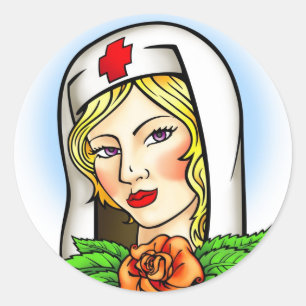Pegatina Redonda Nurse Tattoo