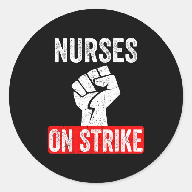 Pegatina Redonda Nurses On Strike Nnu National Nurses United Staffi (Anverso)