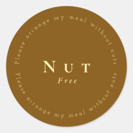 Pegatina Redonda Nut-Free Request Sticker, Brown - Light yellow