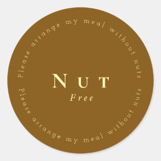 Pegatina Redonda Nut-Free Request Sticker, Brown - Light yellow