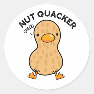 Pegatina Redonda Nut Quacker Funny Peanut Puns
