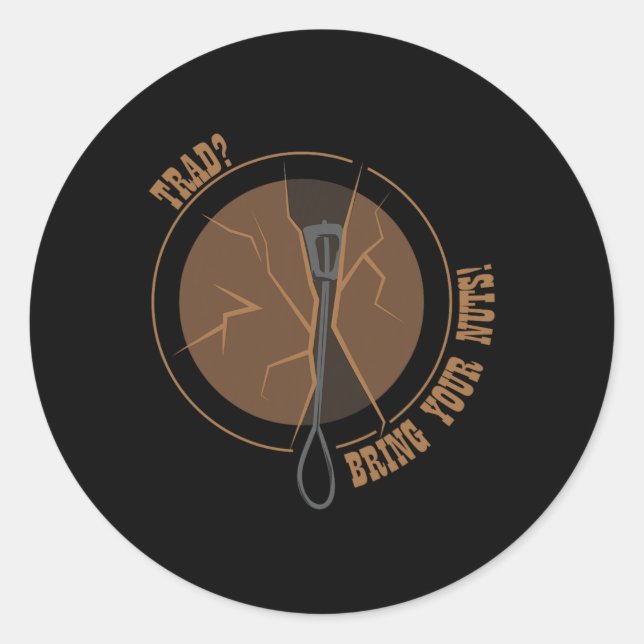 Pegatina Redonda Nut Trad Climbing  (Anverso)