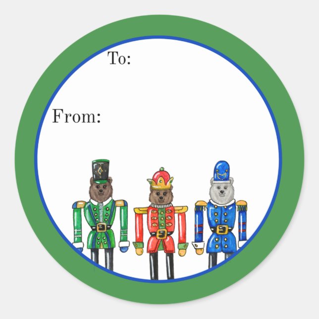 Pegatina Redonda Nutcracker Bears Sticker (Anverso)