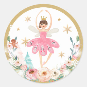 Pegatina Redonda Nutcracker Cumpleaños Sugar Plum Tierra De Hadas 