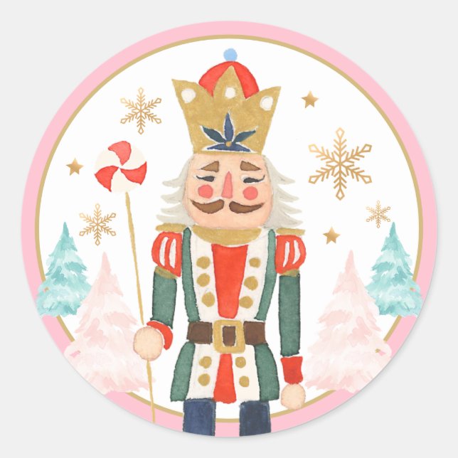 Pegatina Redonda Nutcracker Cumpleaños Sugar Plum Tierra De Hadas D (Anverso)