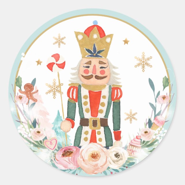 Pegatina Redonda Nutcracker Cumpleaños Sugar Plum Tierra De Hadas D (Anverso)