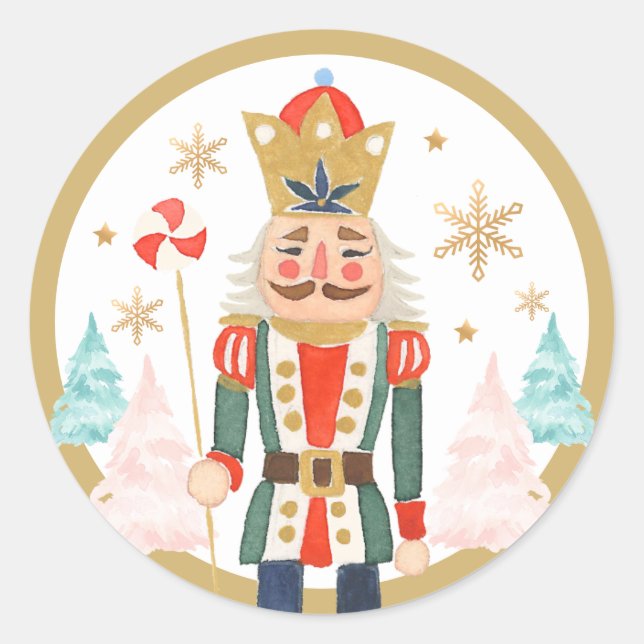Pegatina Redonda Nutcracker Cumpleaños Sugar Plum Tierra De Hadas D (Anverso)